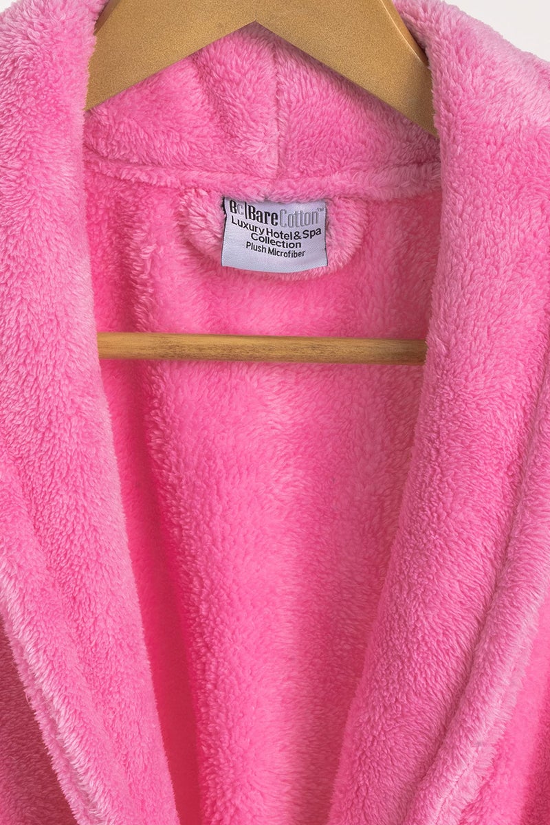 BC BARE COTTON Kids Microfiber Fleece Shawl Robe - Girls - Pink - XLarge - Image 4